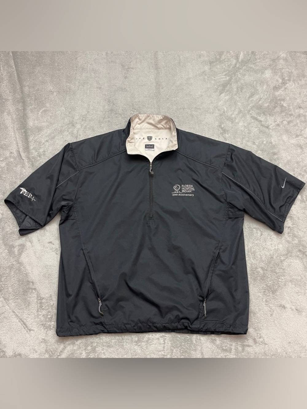 Nike Golf Mens Large Clima-Fit 1/4 Zip Pullover Vented Windbreaker Short Sleeve